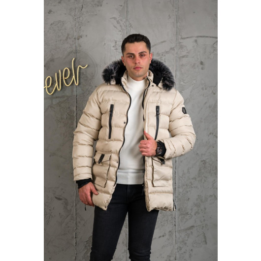 Hooded Quilted Inner Fleece Men's Inflatable Coat