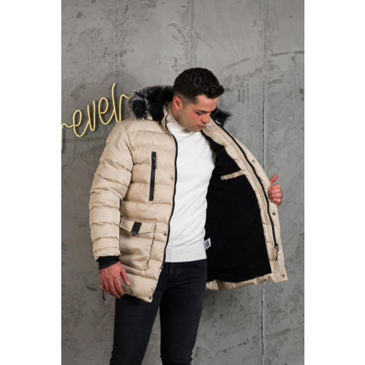 Hooded Quilted Inner Fleece Men's Inflatable Coat