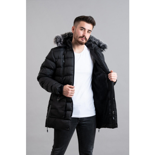 Hooded Quilted Inner Fleece Men's Inflatable Coat