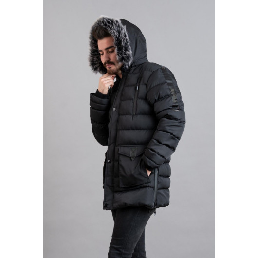 Hooded Quilted Inner Fleece Men's Inflatable Coat