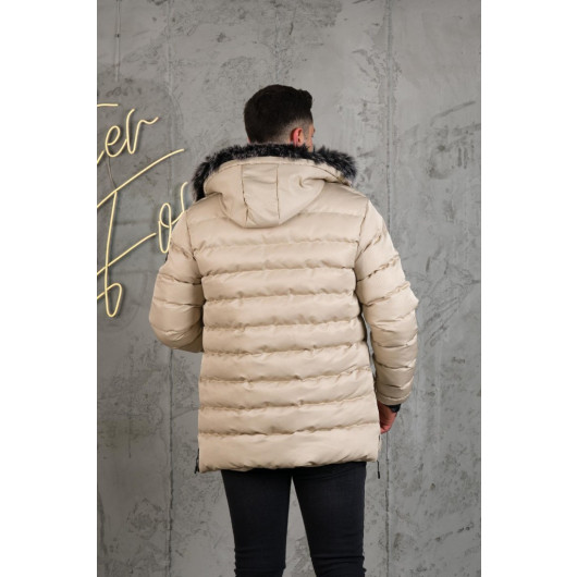 Hooded Quilted Inner Fleece Men's Inflatable Coat