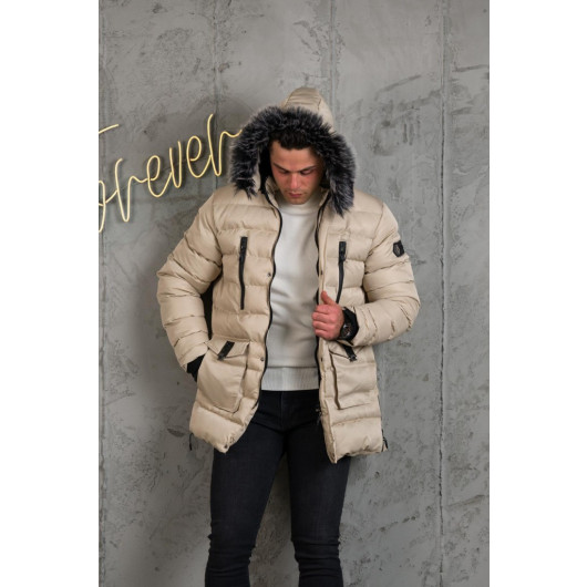 Hooded Quilted Inner Fleece Men's Inflatable Coat