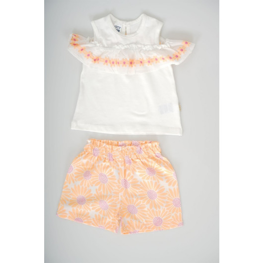 Baby Girl Daisy Patterned Shorts 2-Piece Suit