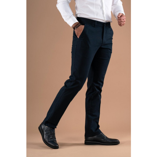 Classic Fit Personality Textured Cotton Gabardine Trousers