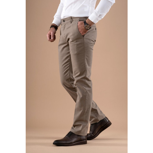 Classic Fit Personality Textured Cotton Gabardine Trousers