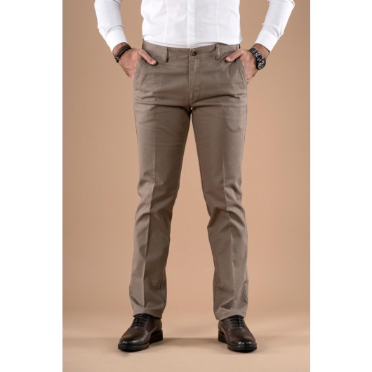 Classic Fit Personality Textured Cotton Gabardine Trousers