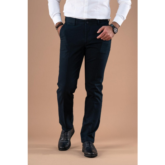 Classic Fit Personality Textured Cotton Gabardine Trousers