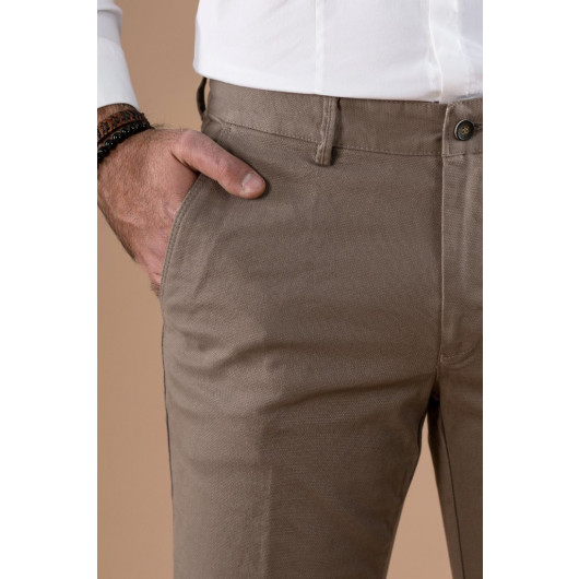 Classic Fit Personality Textured Cotton Gabardine Trousers