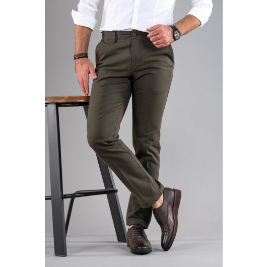 Classic Fit Personality Textured Cotton Gabardine Trousers