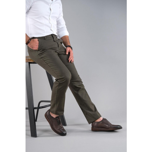 Classic Fit Personality Textured Cotton Gabardine Trousers