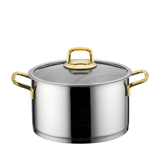 Stainless Steel Pots Set, 18 Pieces, Golden Finish