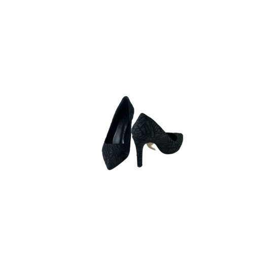 Black Pyramid Linen Women's Stiletto Shoes