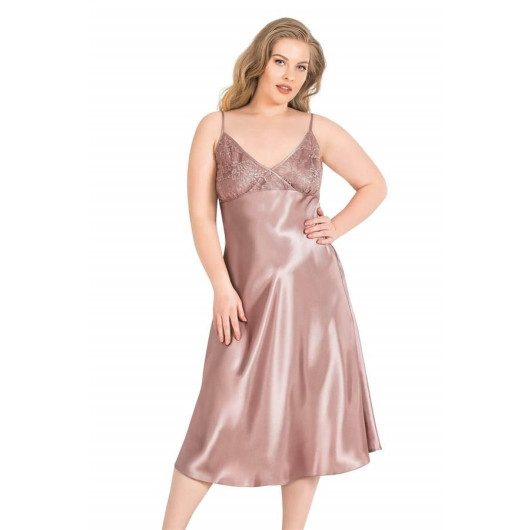 Markano Plus Size Mink Long Double Satin Dressing Gown And Nightgown Set