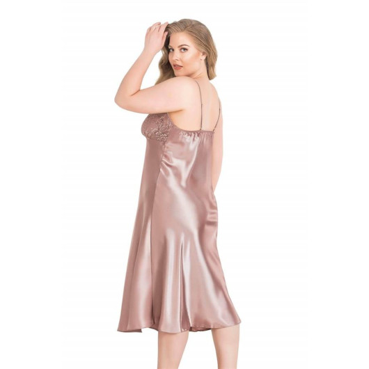 Markano Plus Size Mink Long Satin Nightgown