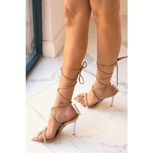 Carrera Nude Lace-Up Stone Women's Heeled Shoes