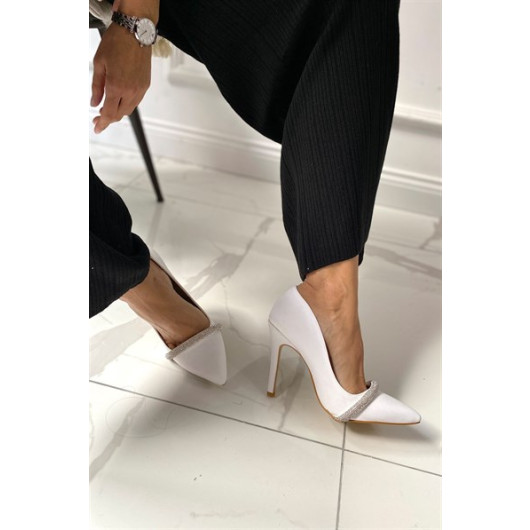 Cliff White Thick Ribbed Stone Women's Stiletto