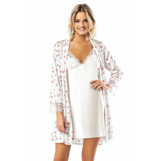 Markano Patterned Satin Dressing Gown And Nightgown Set
