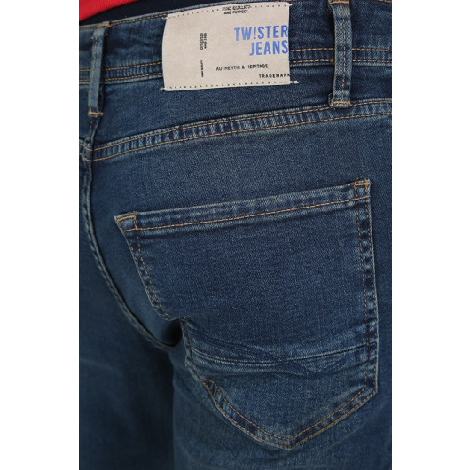 بنطال جينز رجالي لون أزرق داكن New Milano 656-01
