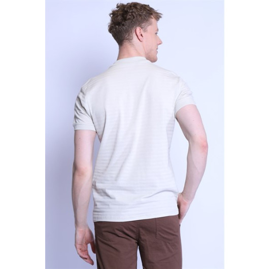 Men's Slim Fit Polo Neck Tshirt Stone