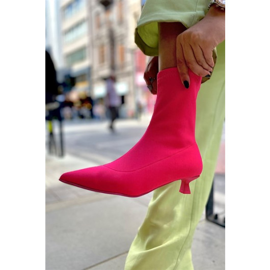 Ginetta Fuchsia Matte Stretch Women's Heeled Boots