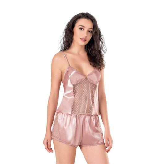 Markano Dark Powder Satin Babydoll Shorts Set