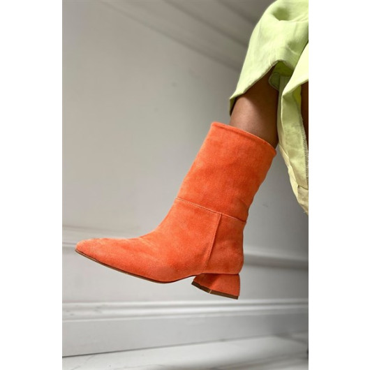 Lea Orange Suede Women's Heeled Boots