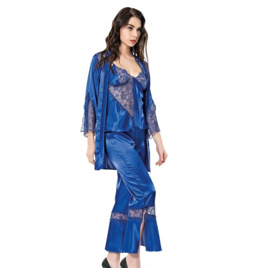 Markano Saks Triple Satin Dressing Gown, Nightgown Pajamas Set