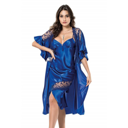 Markano Saks Long Double Satin Dressing Gown And Nightgown Set