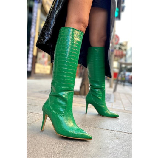 Seoul Green Women's Heeled Boots
