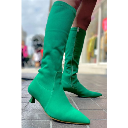 Vanessa Green Matte Stretch Women's Heeled Boots