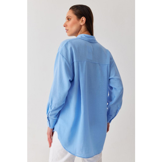 Women's Blue Oversized Shirt