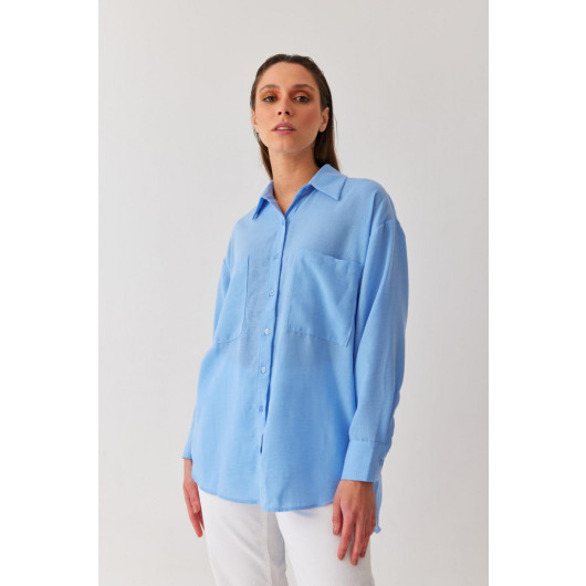 Women's Blue Oversized Shirt