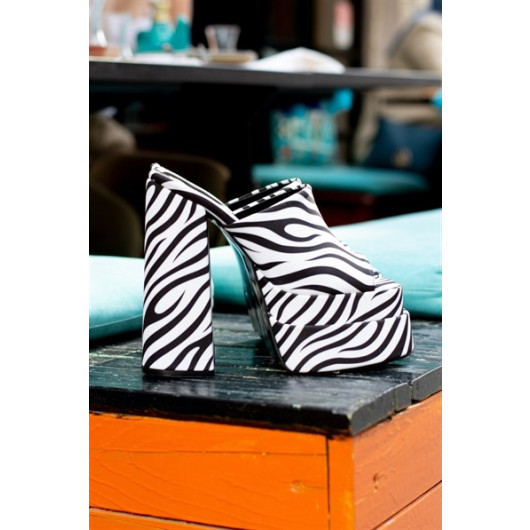 Misha Zebra Double Platform Heeled Shoes