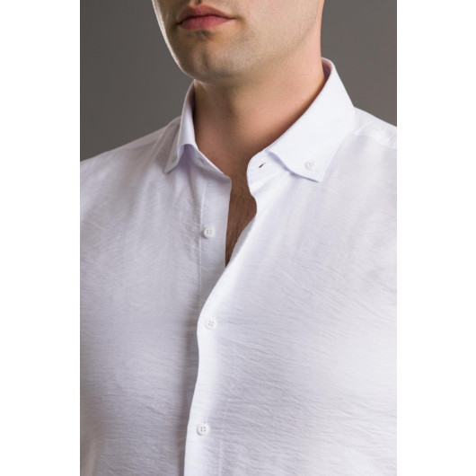 Modtime Slimfite Embossed Fabric Collar Button Long Sleeve Men's