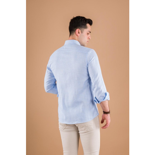 Modti̇me Sli̇mfi̇t Men's Shirt With Wicked Textured Thin Fabric Cotton Summer