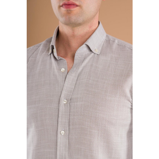 Modti̇me Sli̇mfi̇t Men's Shirt With Wicked Textured Thin Fabric Cotton Summer