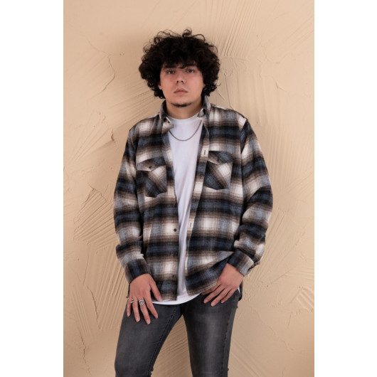 Mugi Casual Fit Plaid Double Pocket Men's Lumberjack Shirt