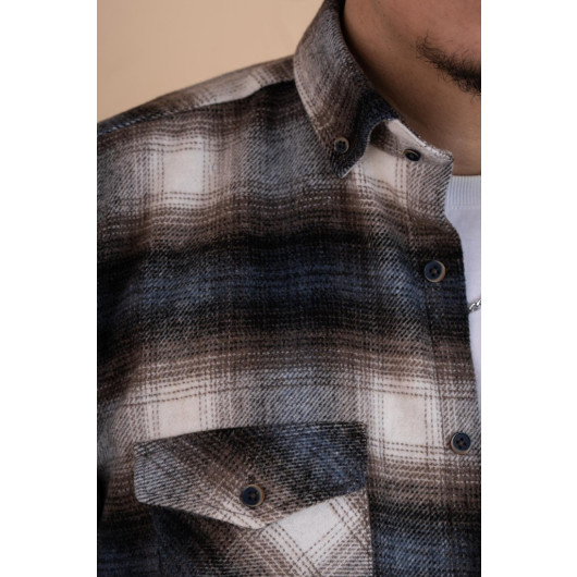 Mugi Casual Fit Plaid Double Pocket Men's Lumberjack Shirt