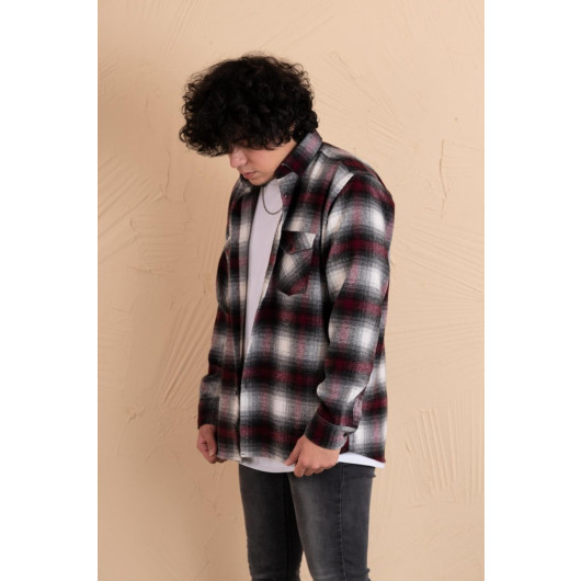 Mugi Casual Fit Plaid Double Pocket Men's Lumberjack Shirt