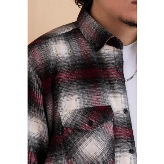 Mugi Casual Fit Plaid Double Pocket Men's Lumberjack Shirt