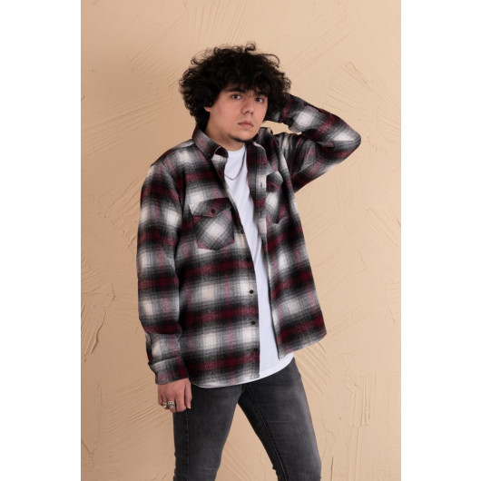 Mugi Casual Fit Plaid Double Pocket Men's Lumberjack Shirt