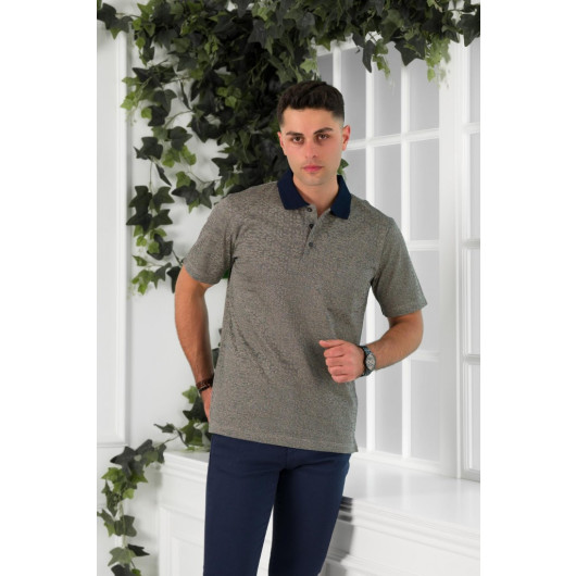 Nehi̇r By Faruk Ülker Polo Neck Pocketed Patterned Mercerized Superfine Cotton Men's T-Shirt