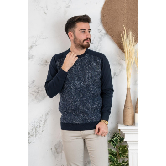Nehir By Faruk Ülker Black Collar Regular Fit Men's Knitwear Sweater