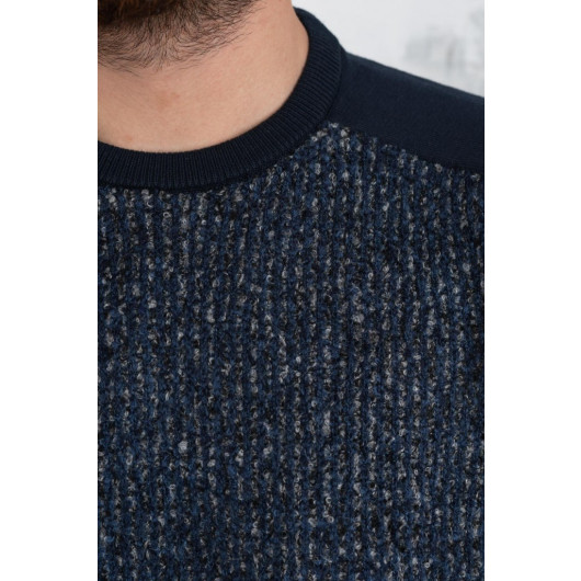 Nehir By Faruk Ülker Black Collar Regular Fit Men's Knitwear Sweater