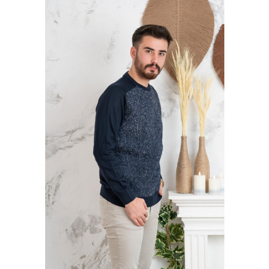 Nehir By Faruk Ülker Black Collar Regular Fit Men's Knitwear Sweater