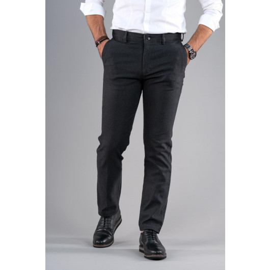 Notra Classic Fit Personality Textured Cotton Gabardine Trousers