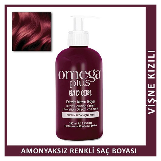 Omega Plus Bad Girl Cherry Red Ammonia Free Color Hair Color 250 Ml
