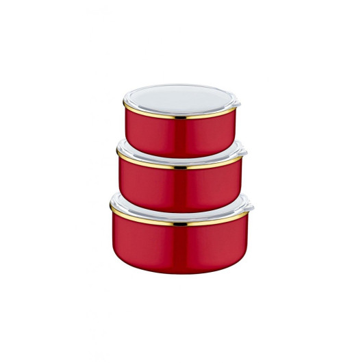 Oms 3 Pcs Storage Container Red 14-16-18 Cm