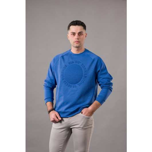 Oversized Printed Zero Collar Cotton Men's Sweatshirt