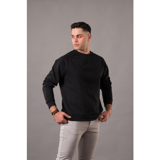Oversized Printed Zero Collar Cotton Men's Sweatshirt
